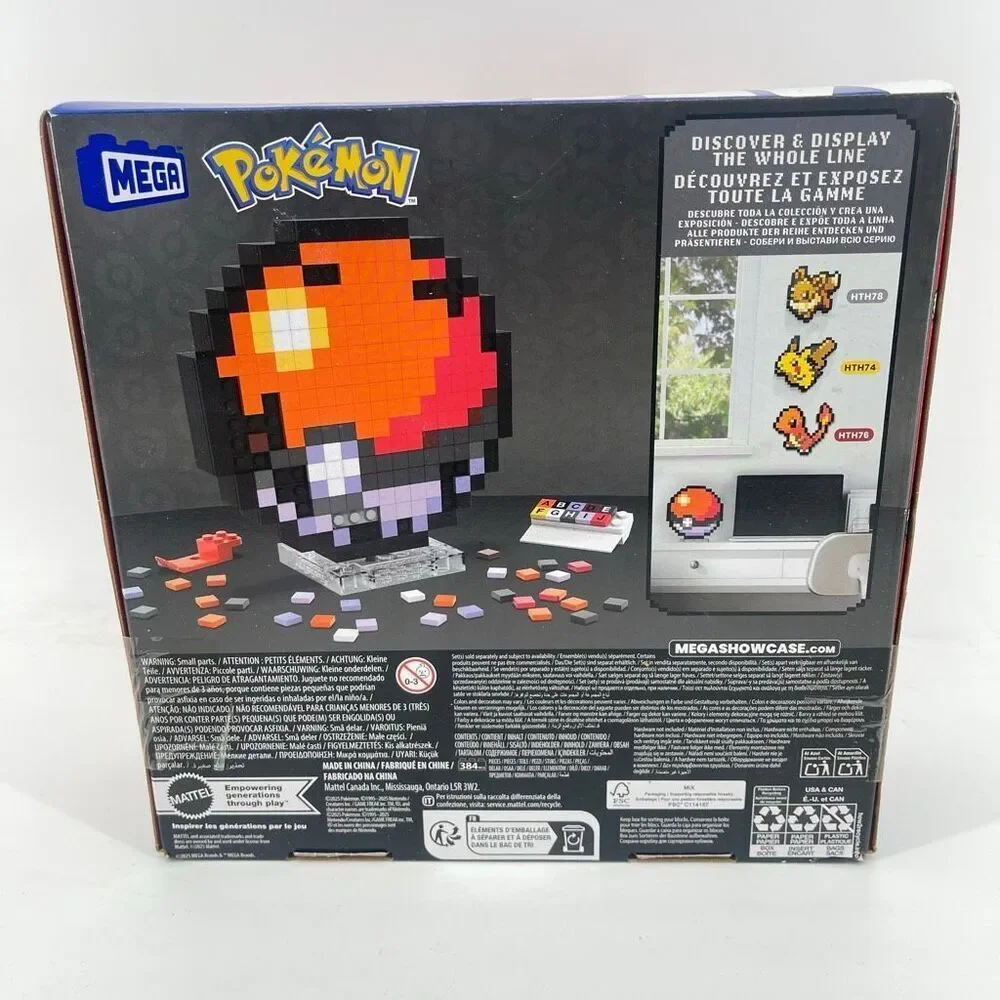 Mega Pokemon Poke Ball Pixel Art Building Set 384 Pieces New Sealed JGJ71